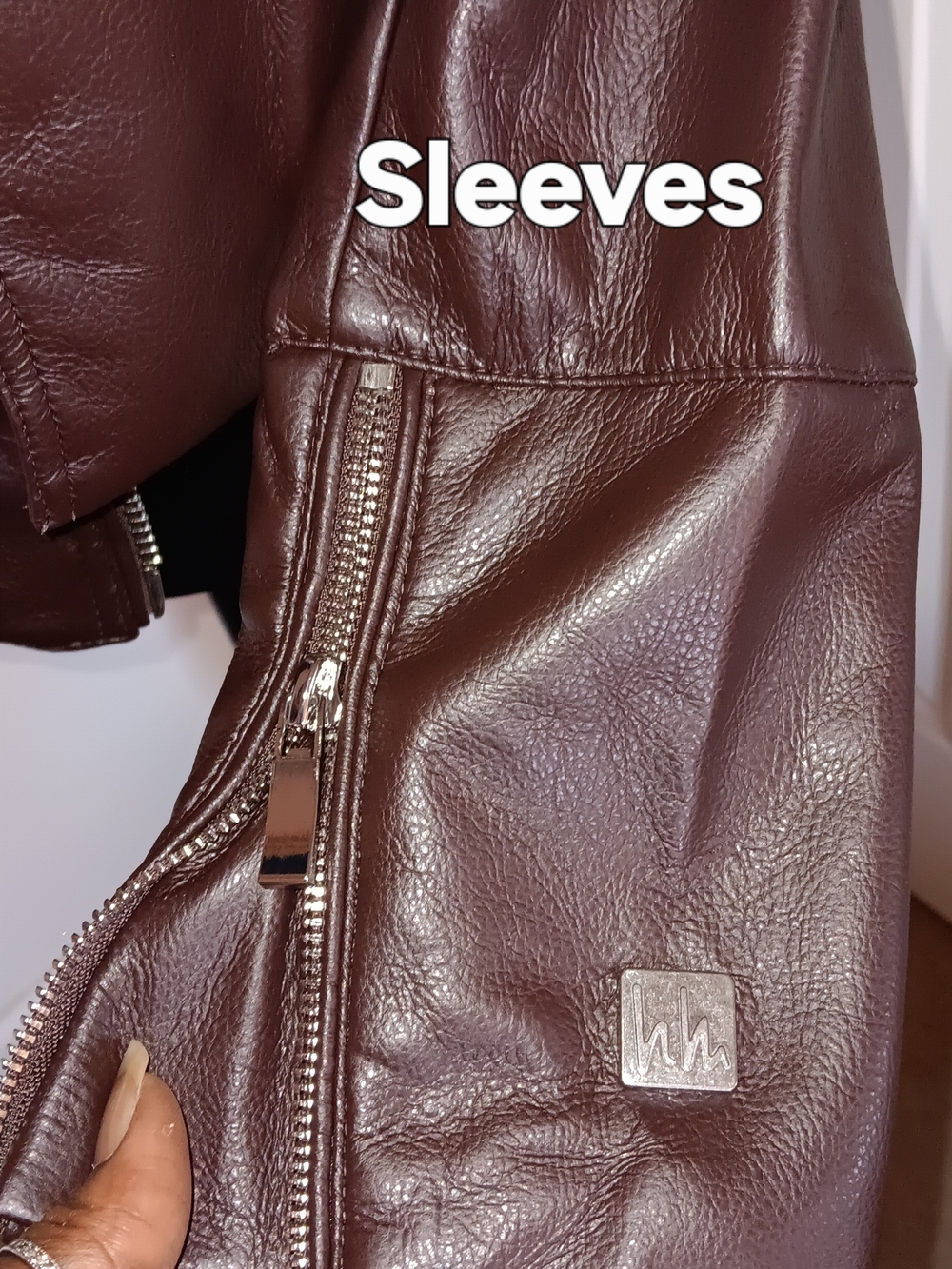 Nicole Miller Brown Faux Fur Trim Faux Leather Jacket Women's Size M NWT - Picture 4 of 6